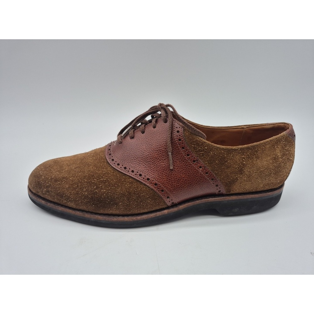 Cole Haan Saddle Oxfords Mens 10.5 F Suede Made USA Tan Brown Leather